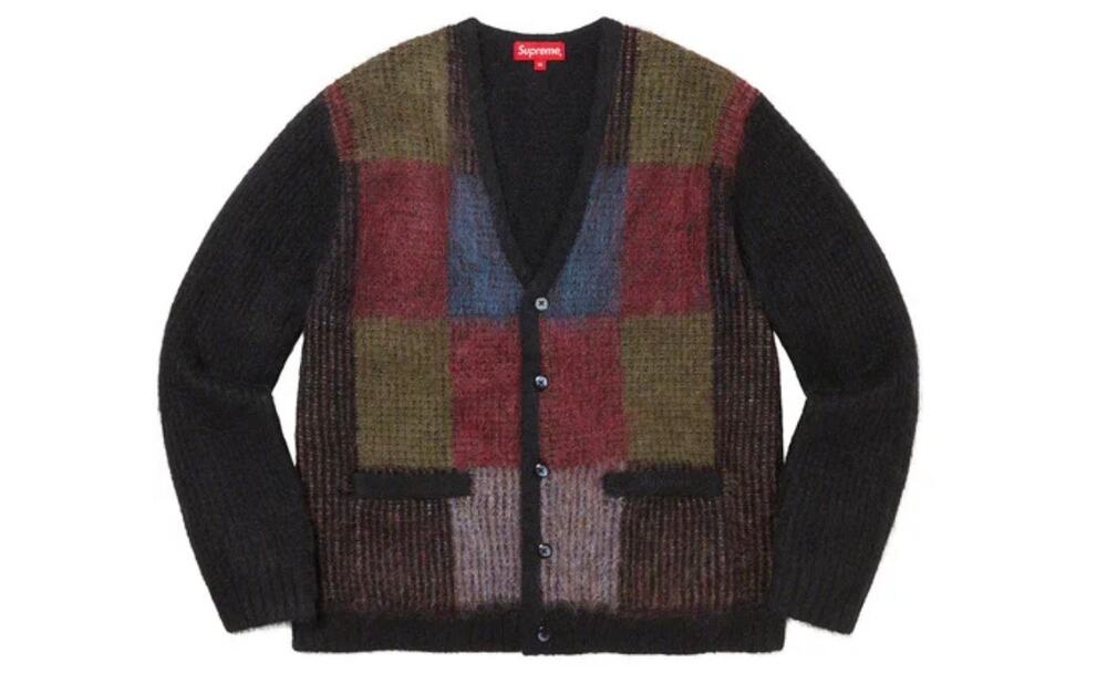 Supreme Brushed Grid Cardigan Black SS22 Size Medium